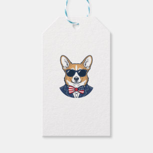 Patriotiska Corgi-solglasögon Vintage Vector Art_1 Presentetikett