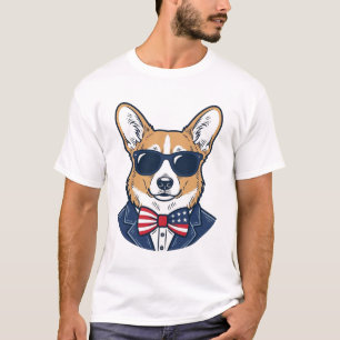 Patriotiska Corgi-solglasögon Vintage Vector Art_1 T Shirt