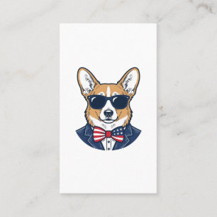 Patriotiska Corgi-solglasögon Vintage Vector Art_1 Visitkort