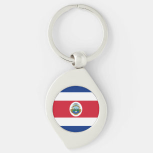 Patriotiska Costa Rica-flaggan Swirl Silverfärgad Nyckelring