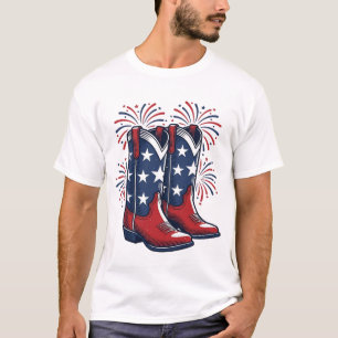 Patriotiska Cowboy Stövlar Vintage Western Tröja D