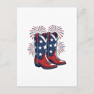 Patriotiska Cowboy Stövlar Vintage Western Tröja D Vykort