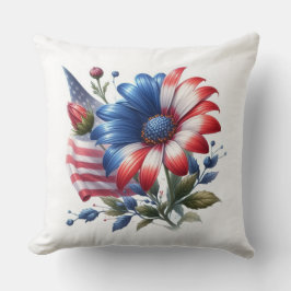 Patriotiska Daisy och amerikanska Flagga Kudde