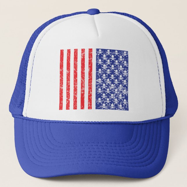Patriotiska Döskallar Truckerkeps (Framsida)