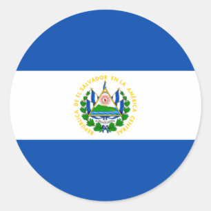 Patriotiska El Salvador-flaggan Runt Klistermärke