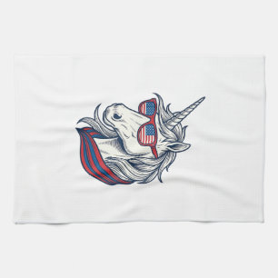 Patriotiska enhörningsflagg solglasögon Vintage Ve Kökshandduk