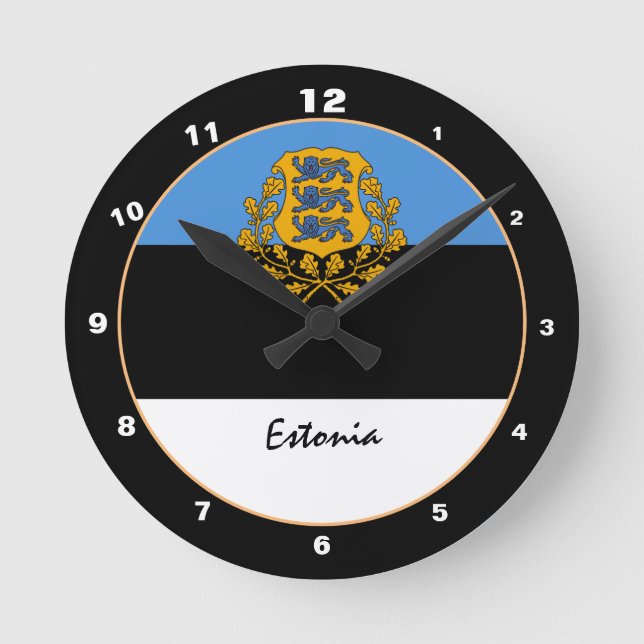 Patriotiska estniska Flagga, Estlands hem/design Rund Klocka (Framsida)