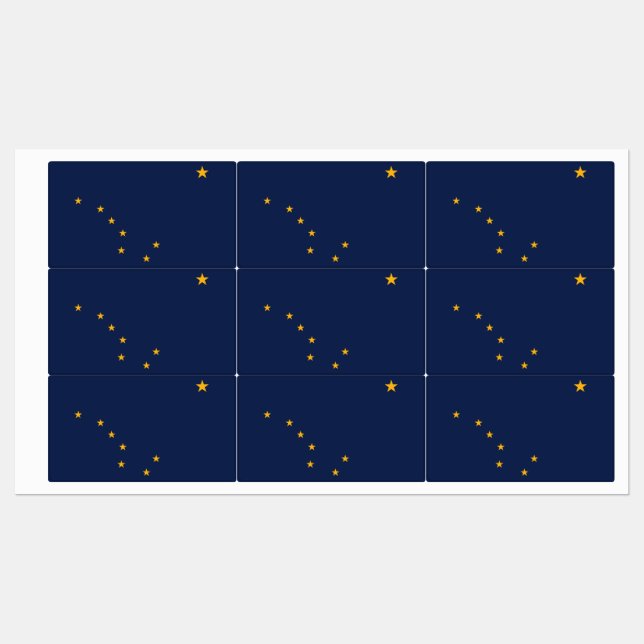 Patriotiska etiketter med flagga av Alaska-staten, (Ark)