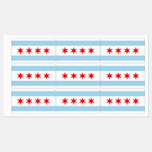 Patriotiska etiketter med flagga av Chicago City