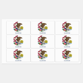 Patriotiska etiketter med flagga av Illinois-state