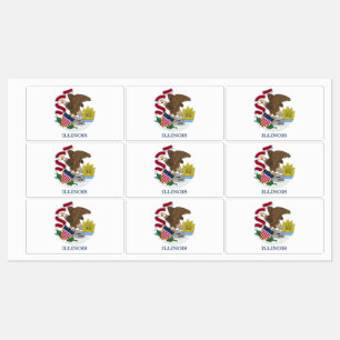 Patriotiska etiketter med flagga av Illinois-state