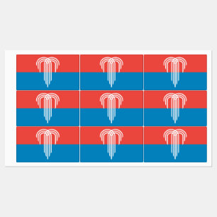 Patriotiska etiketter med flagga av Kansas City, U
