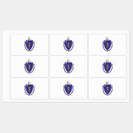 Patriotiska etiketter med flagga av Massachusetts 