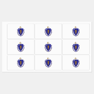 Patriotiska etiketter med flagga av Massachusetts