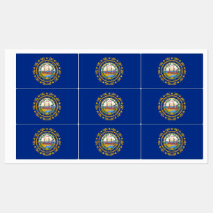 Patriotiska etiketter med flagga av New Hampshire 