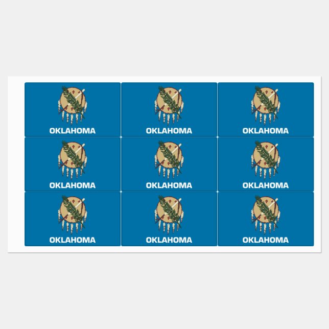 Patriotiska etiketter med flagga av Oklahoma-state (Ark)