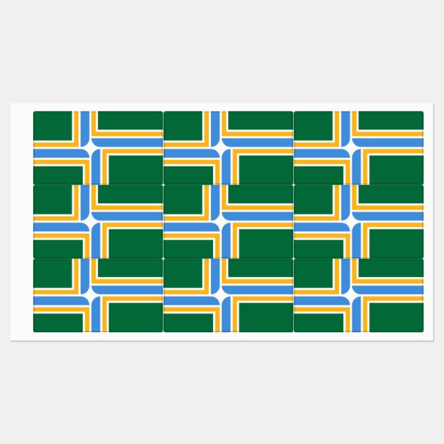 Patriotiska etiketter med flagga av Portland (Ark)