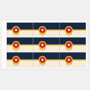 Patriotiska etiketter med flagga av Tulsa, Oklahom