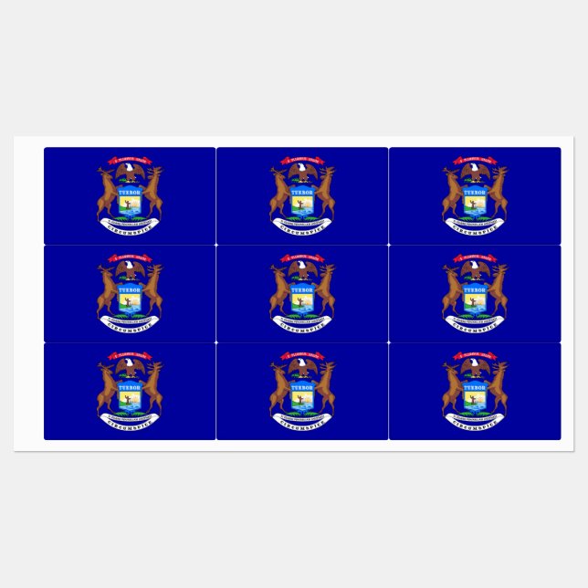 Patriotiska etiketter med flagga från Michiganstat (Ark)