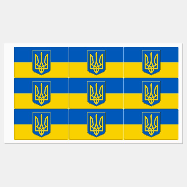 Patriotiska etiketter med Ukrainas statsvapenflagg (Ark)