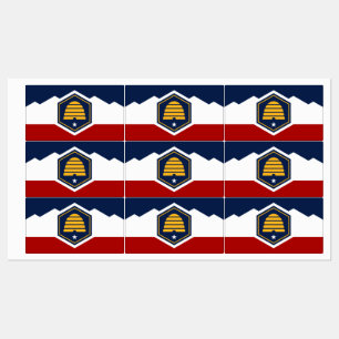 Patriotiska etiketter med Utahs flagga, USA