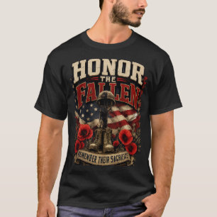 Patriotiska Fallna Hjälte Stövlar Hjälm Röda Vallm T Shirt