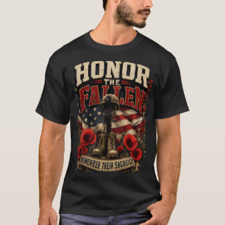 Patriotiska Fallna Hjälte Stövlar Hjälm Röda Vallm T Shirt