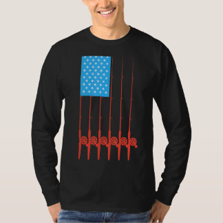 Patriotiska Flagga för fiske efter spö T Shirt