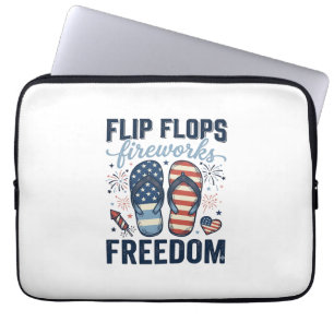Patriotiska Flip Flops Eldshow Frihet Skjorta Desi Laptop Fodral