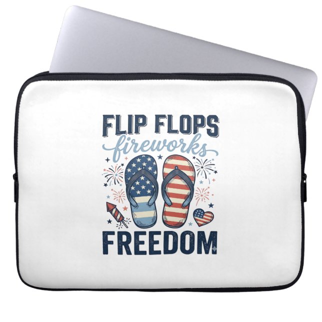 Patriotiska Flip Flops Eldshow Frihet Skjorta Desi Laptop Fodral (Framsidan)
