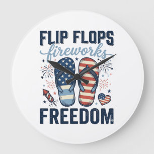 Patriotiska Flip Flops Eldshow Frihet Skjorta Desi Stor Klocka