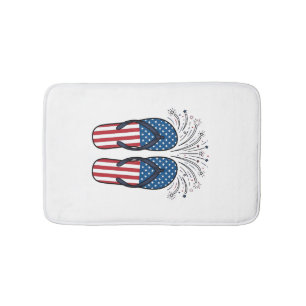 Patriotiska Flip Flops Eldshowmar Summer T-Shirt D Badrumsmatta