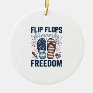 Patriotiska flip flops fyrverkeri frihet skjorta d julgransprydnad keramik