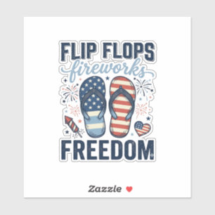 Patriotiska flip-flops fyrverkeri frihet skjorta d klistermärken
