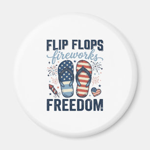 Patriotiska flip flops fyrverkeri frihet skjorta d magnet