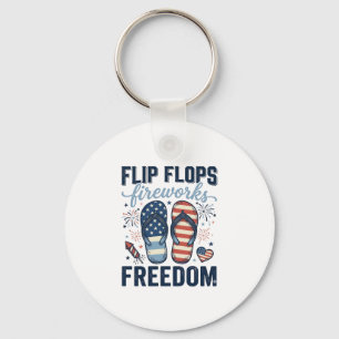 Patriotiska flip flops fyrverkeri frihet skjorta d nyckelring
