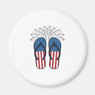 Patriotiska flip flops fyrverkerier sommar t-shirt magnet