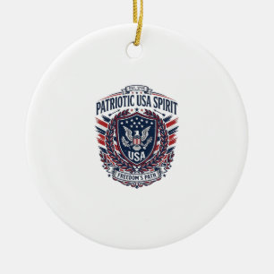 Patriotiska frihetssköld frihetsikoner & symboler julgransprydnad keramik