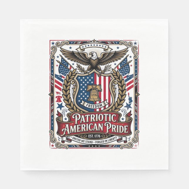 Patriotiska frihetssköld frihetsikoner & symboler  pappersservett (Framsidan)