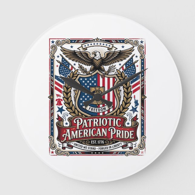 Patriotiska frihetssköld frihetsikoner & symboler  stor klocka (Framsida)