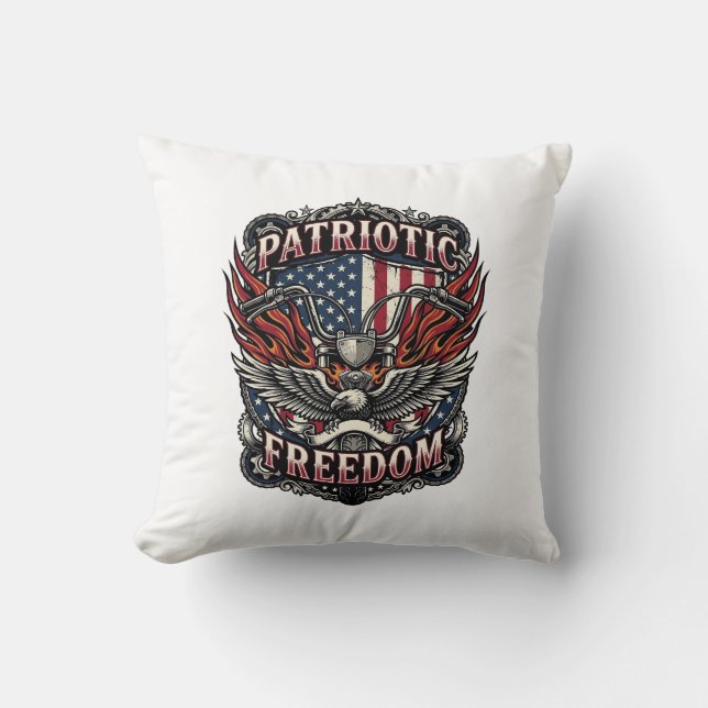 Patriotiska Frihetsstyre Biker Vägen Frihet Kudde (Framsida)