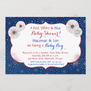 Patriotiska fyrverkeribaby showerinbjudningar inbjudningar
