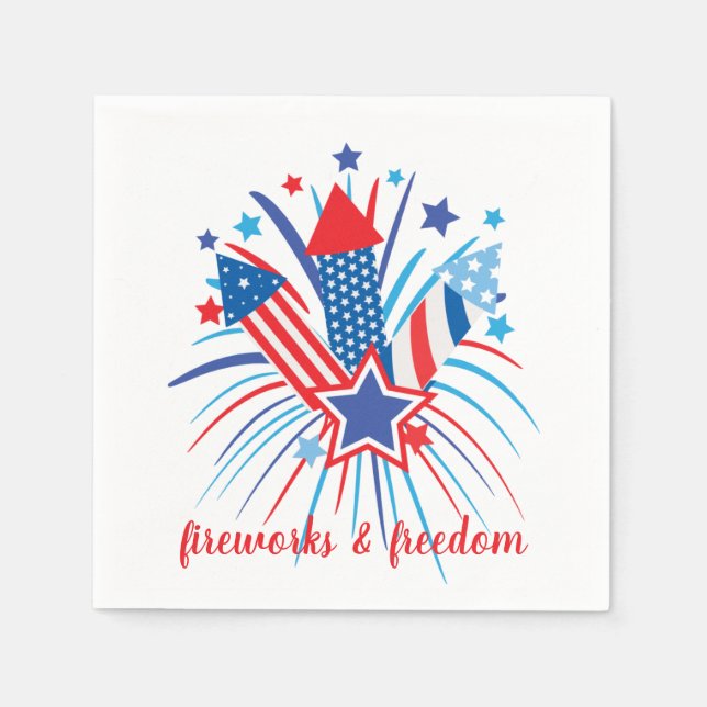 Patriotiska fyrverkerier & frihet pappersservett (Framsidan)