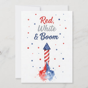 Patriotiska fyrverkerier Röda Vita Bom Fjärde Juli Julkort