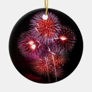 Patriotiska gåvafyrverkerier från 4th Juli Julgransprydnad Keramik