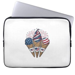 Patriotiska glasskoner Vintage fjärde juli S Laptop Fodral