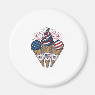Patriotiska glasskoner Vintage fjärde juli S Magnet