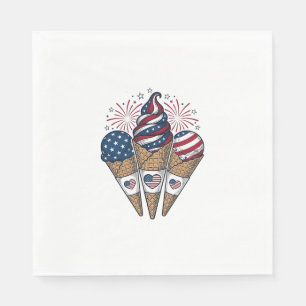 Patriotiska glasskoner Vintage fjärde juli S Pappersservett