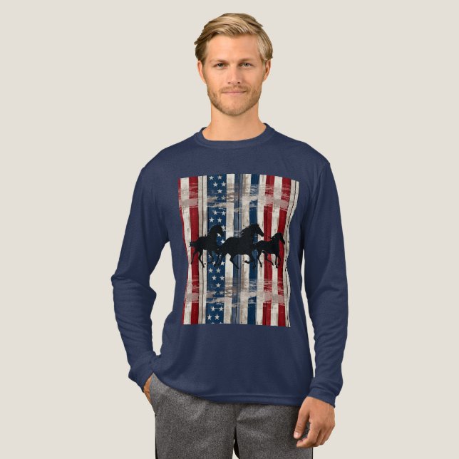 Patriotiska hästar  t shirt (Hel framsida)