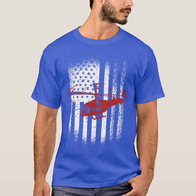 Patriotiska helikopterflagg helikopterpilot vänner t shirt (Framsida)